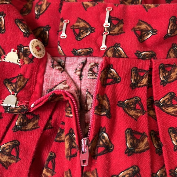 Vintage 80’s Ralph Lauren Blue Label Equestrian Flannel Midi Skirt Red Sz 6 - Picture 7 of 12